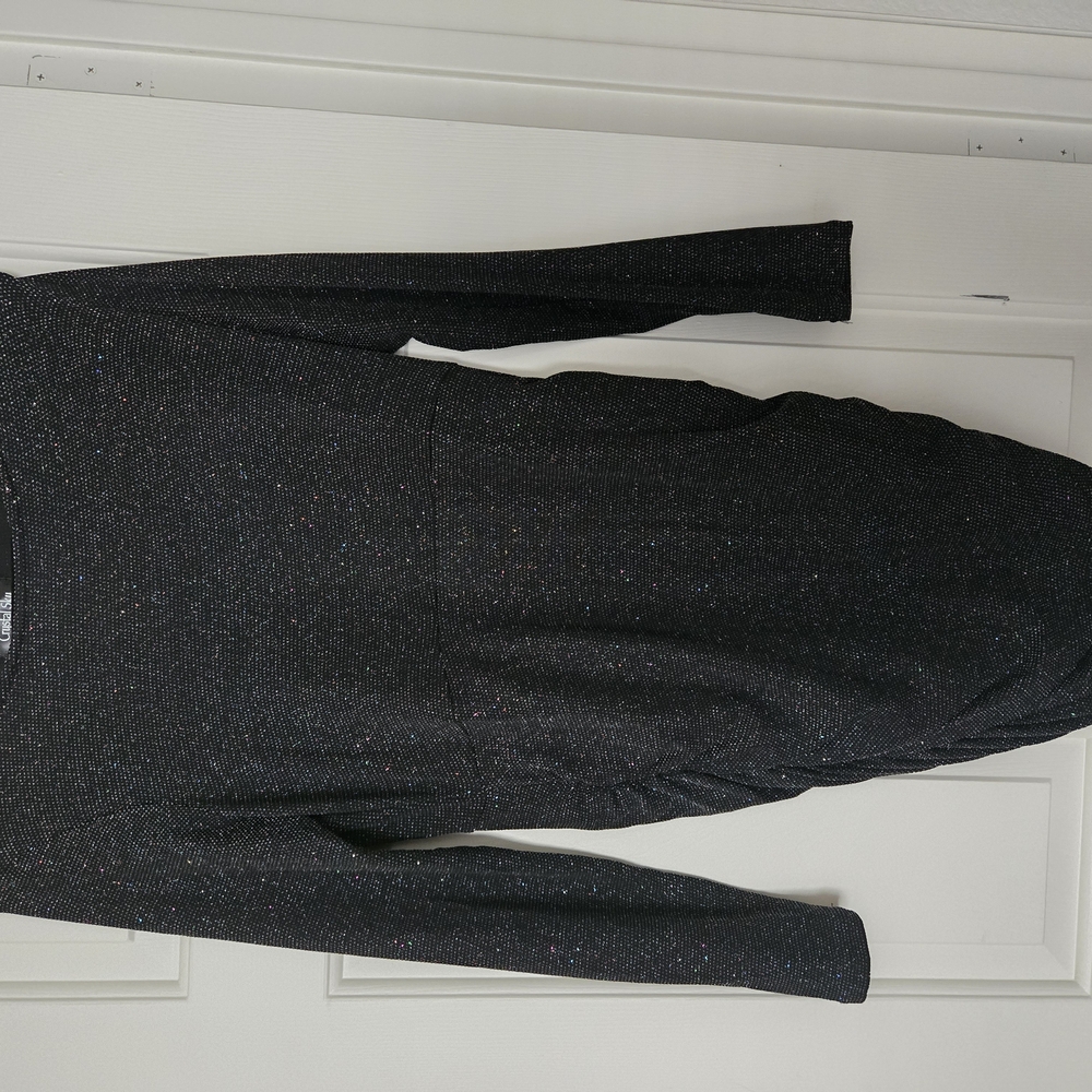 Black Glitter Long Sleeve Dress